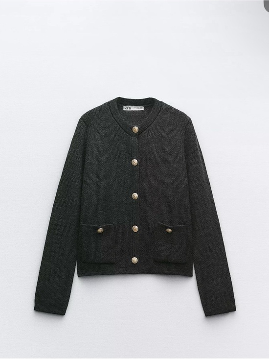 Zara Jackets & Blazers - ZARA Black Textured Button-Front Cardigan Jacket